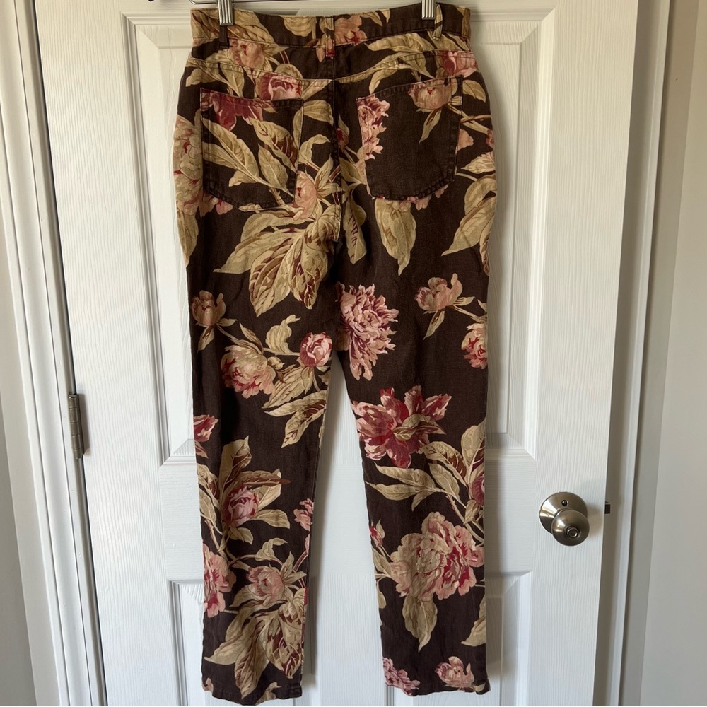 100% Linen Lauren Ralph Lauren Mid-Rise Floral Pants - Women’s Size 4 - Picture 7 of 8